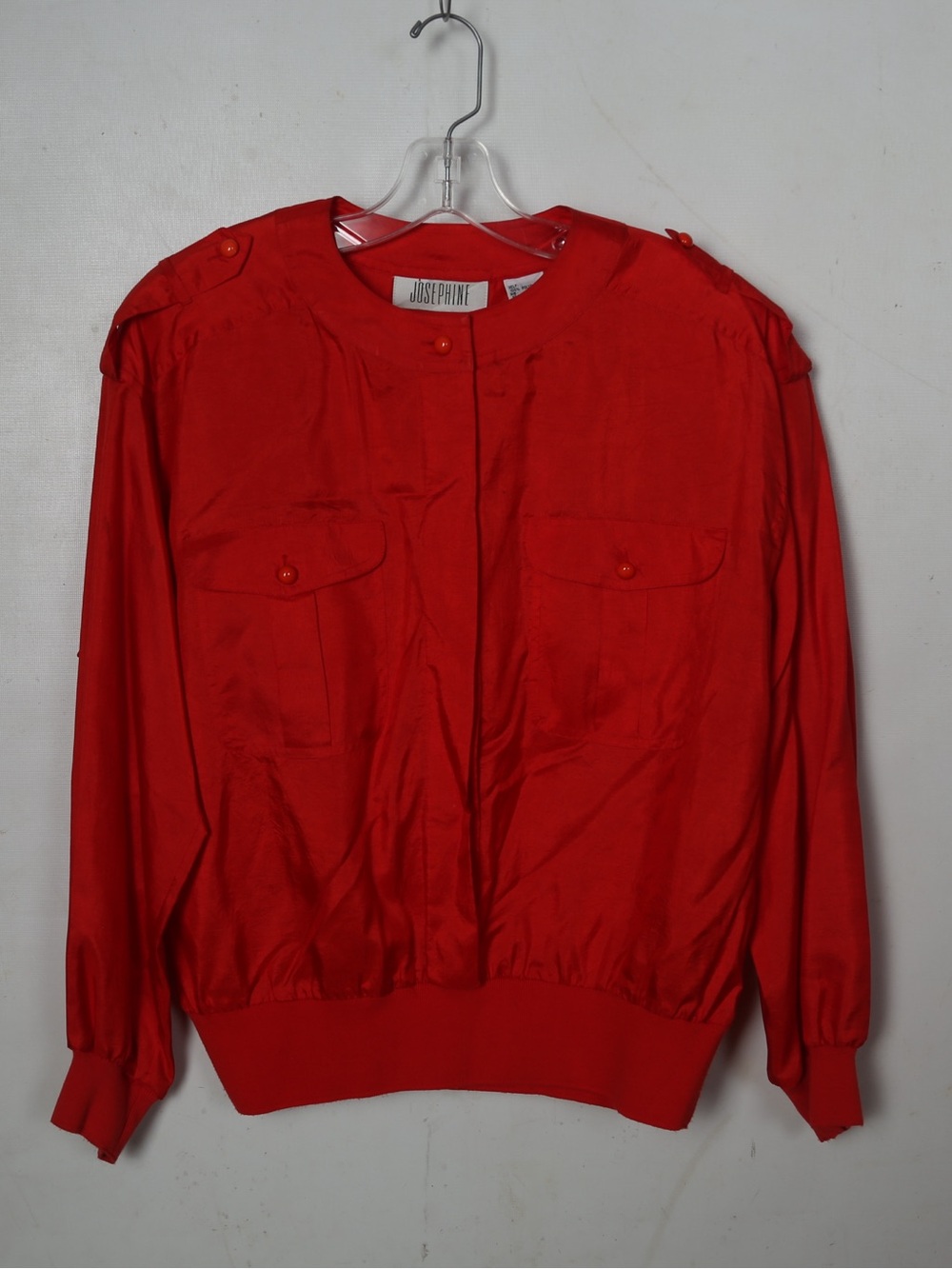 Josephine Red Round-Neck Button Front Top